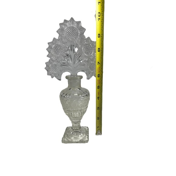 VTG Imperial Nouveau Glass Perfume Bottle Sunflower Stopper Large 10.25” MCM - Picture 8 of 16